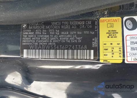 2006 BMW 330Ci from USA, damaged, VIN WBABW53436PZ43368